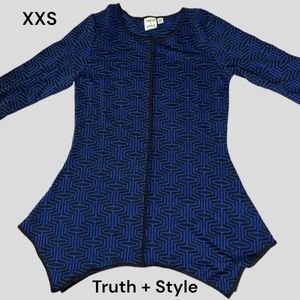 Truth + Style Tunic Womens XXS Royal & Black Knit Scoop-Neck